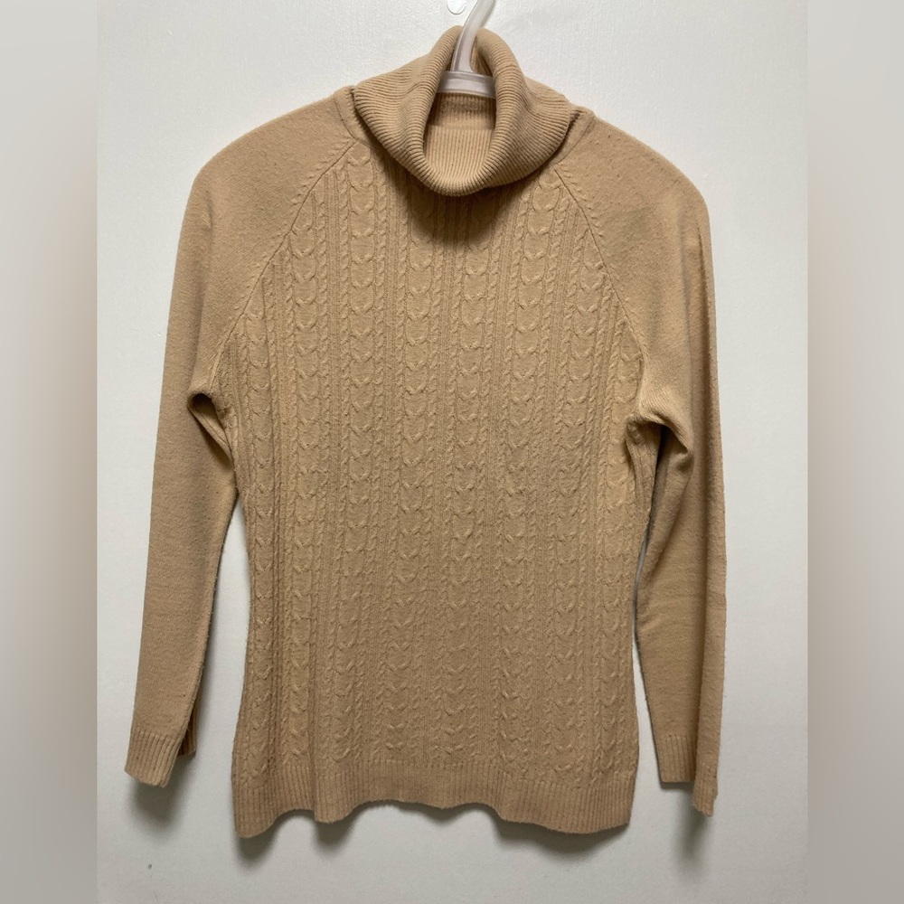 BCBG  Camel Turtleneck Sweater 3/4 Sleeve Size M